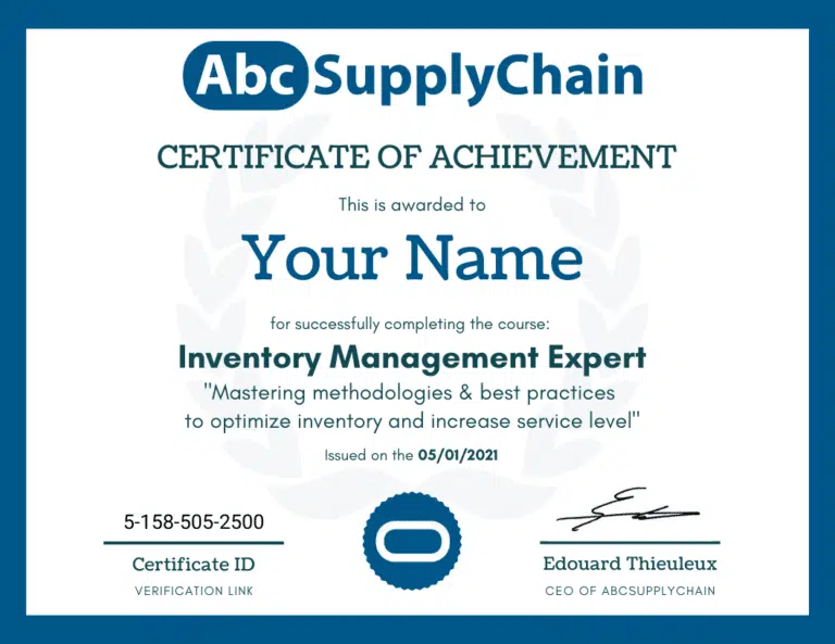 certificat diplome supply chain gestion de stock approvisionnement logistique
