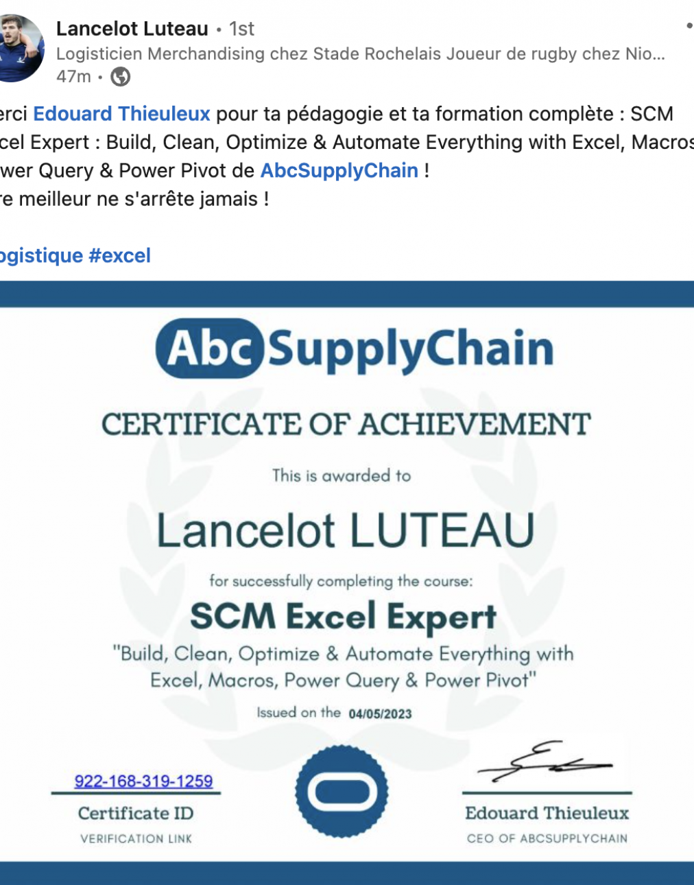 Lancelot Luteau - Excel